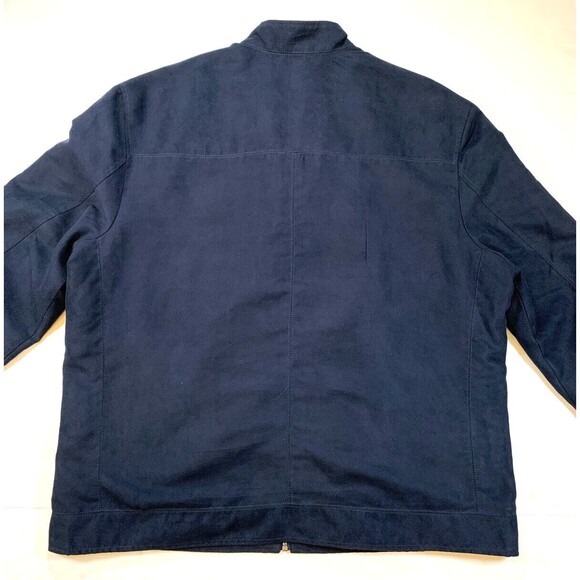 Banana Republic Jacket Mens XL Vegan Suede Microfiber Dark Navy Bomber Lined‎ - Picture 3 of 9